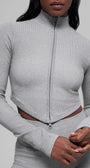 Seamless Two Tone Rib Jacket - Light Misty Grey Heather