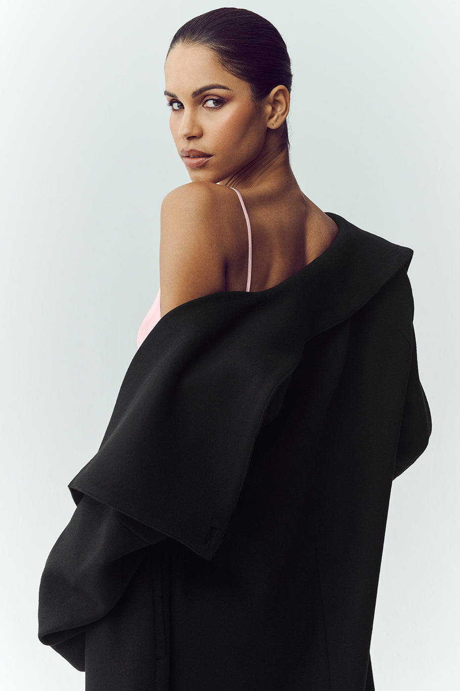 Wool Blend Nightfall Long Coat - Black