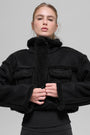 Faux Shearling Snowfall Cropped Jacket - Black