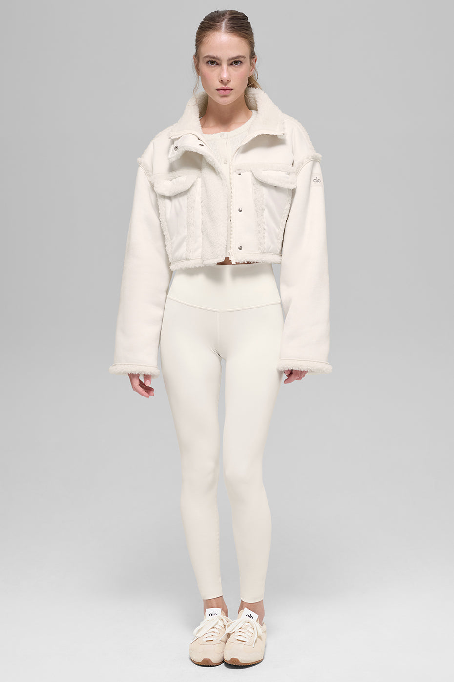 Faux Shearling Snowfall Cropped Jacket - Ivory