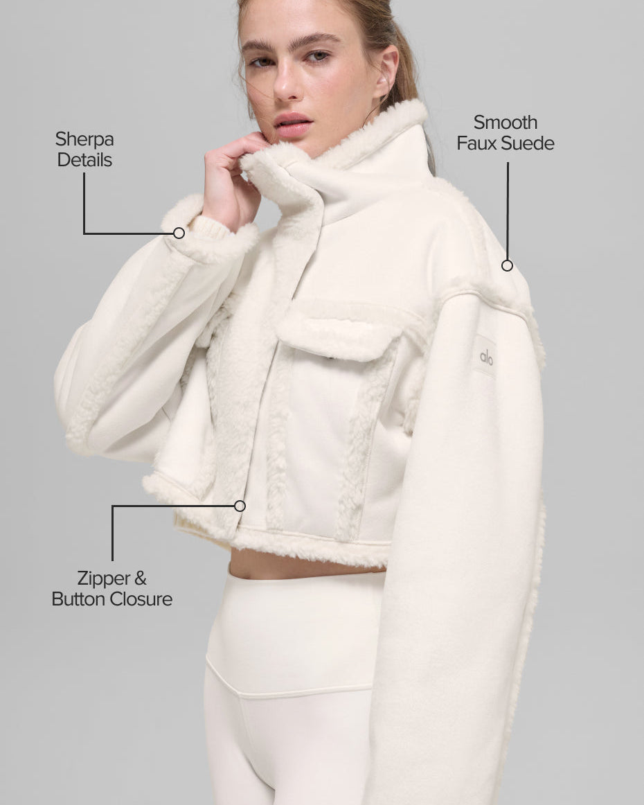 Faux Shearling Snowfall Cropped Jacket - Ivory
