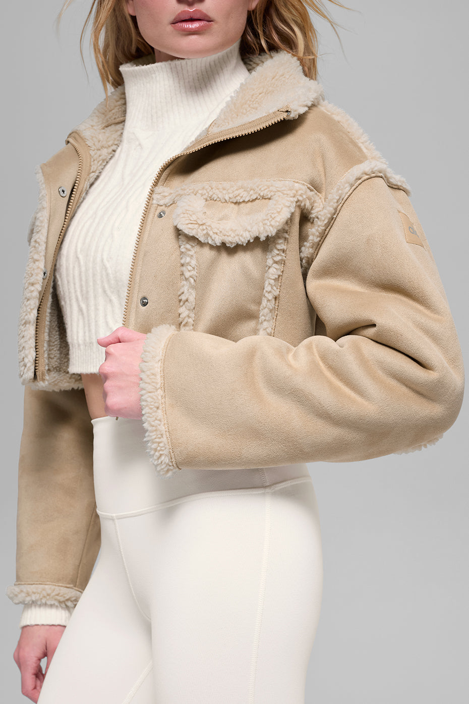 Faux Shearling Snowfall Cropped Jacket - Woodland Tan