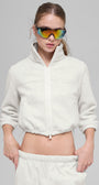 Polar Fleece Retreat Cropped Jacket - White Heather Grey