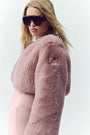 Faux Fur Chic Cropped Jacket - Pink Champagne