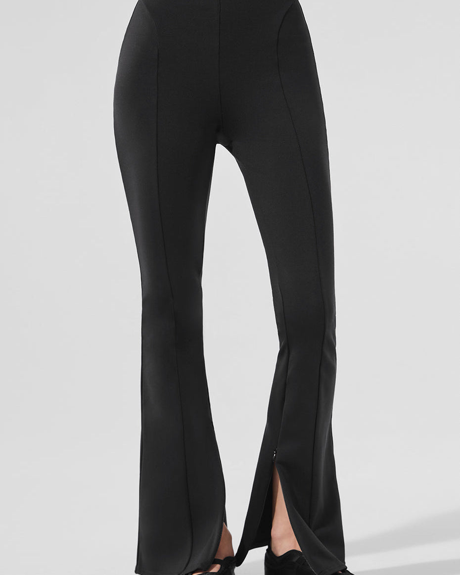 High-Waist Zip It Flare Legging - Black