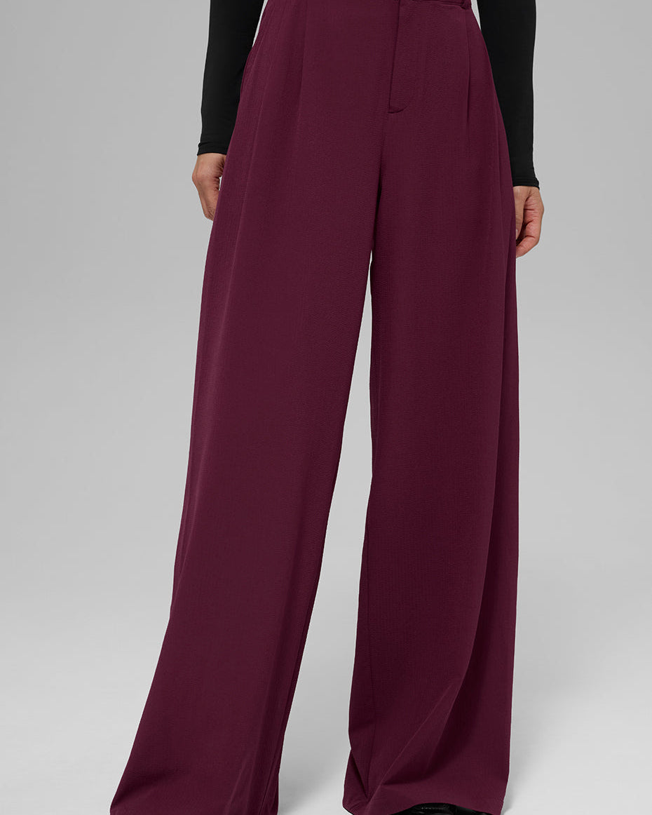 High-Waist Dreamscape Trouser (Long) - Burgundy