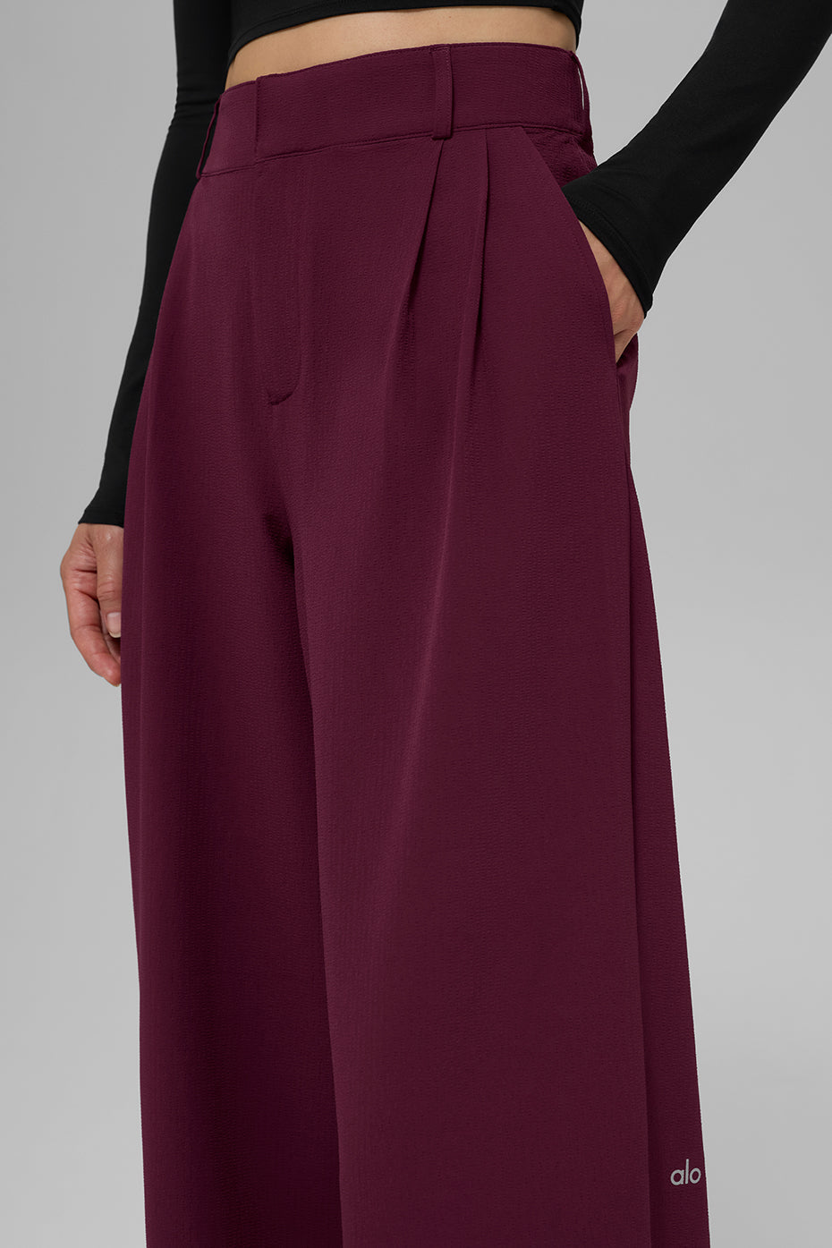 High-Waist Dreamscape Trouser (Long) - Burgundy