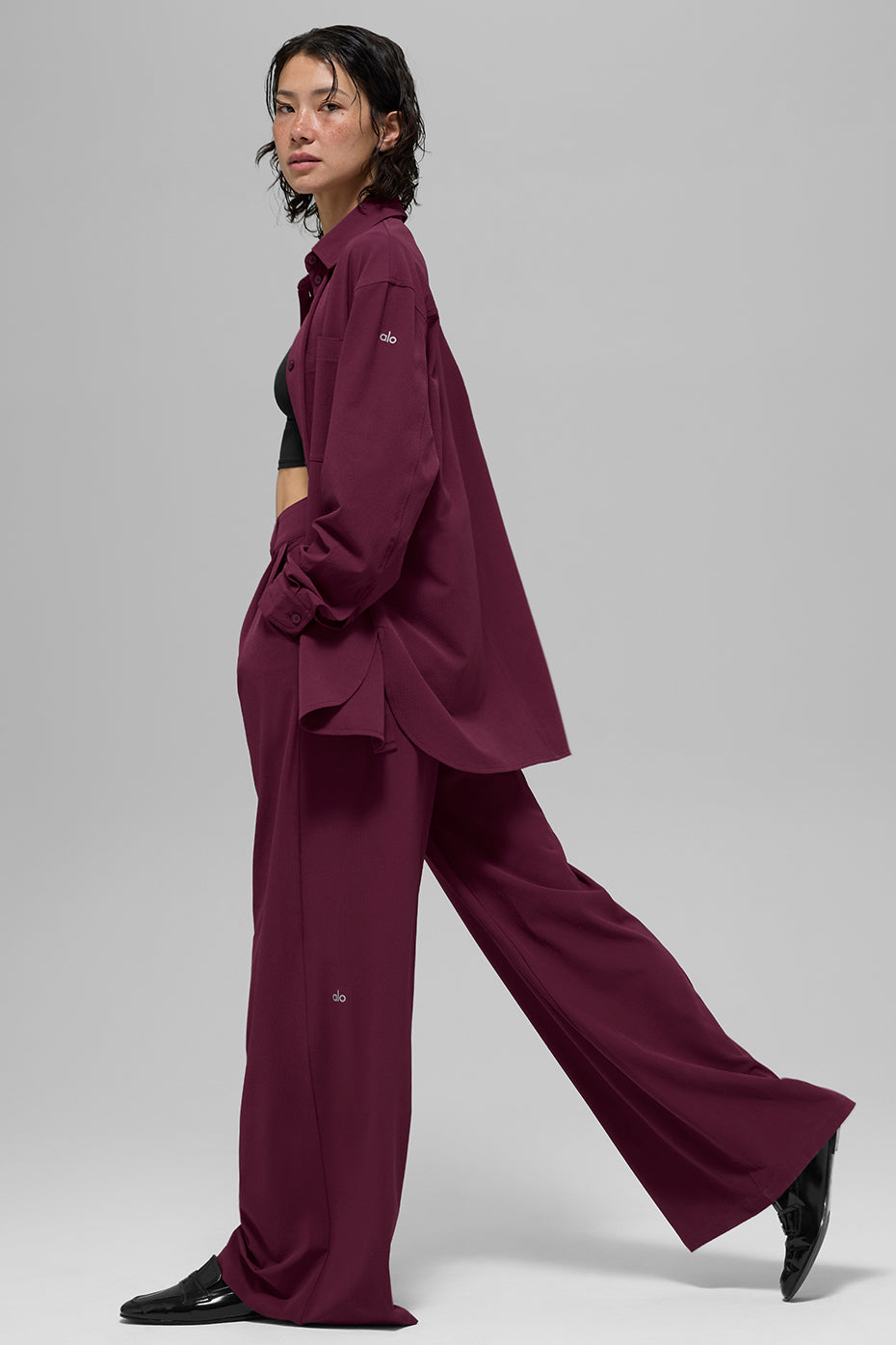 High-Waist Dreamscape Trouser (Long) - Burgundy