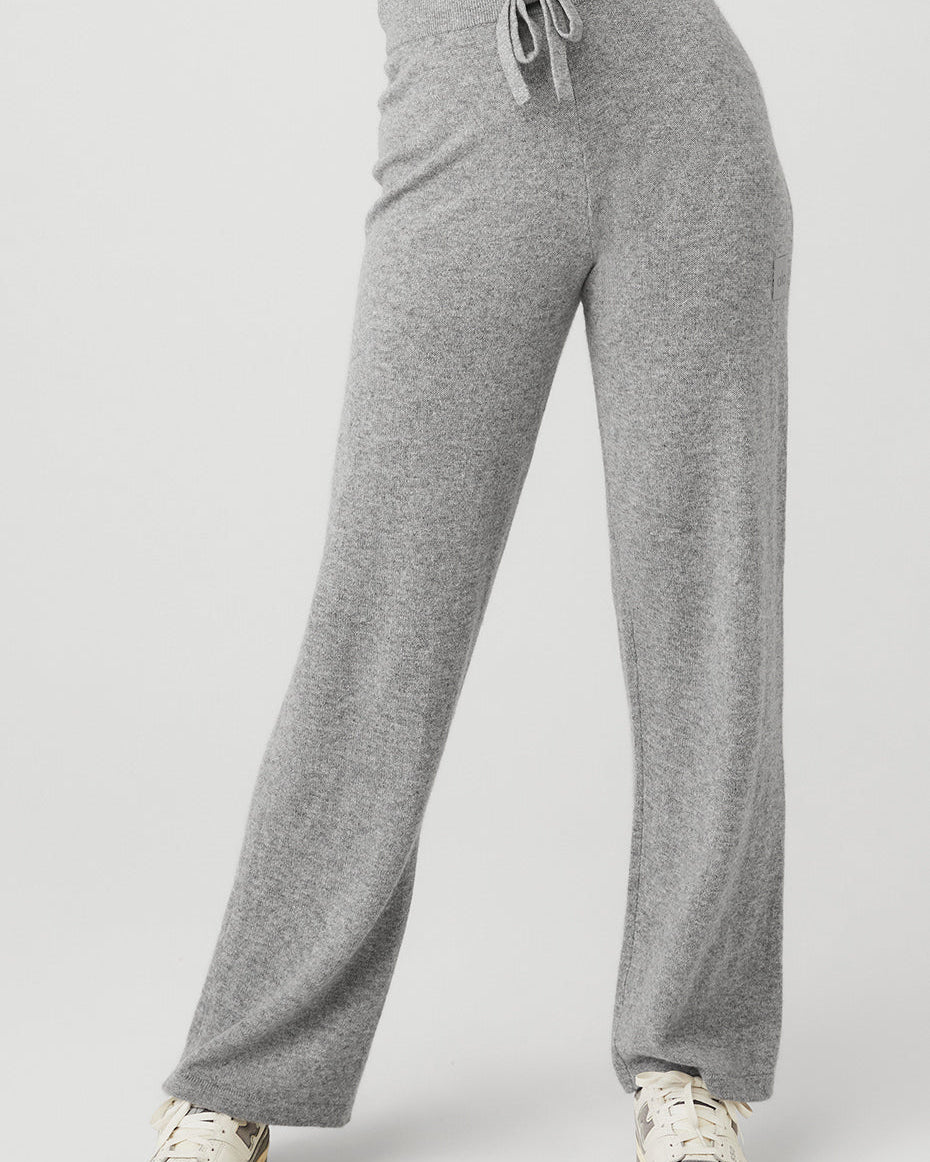 Cashmere High-Waist Jet Set Wide Leg Pant - Dove Grey Heather