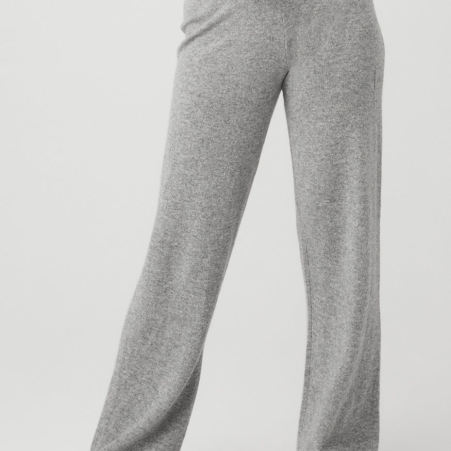 Cashmere High-Waist Jet Set Wide Leg Pant - Dove Grey Heather