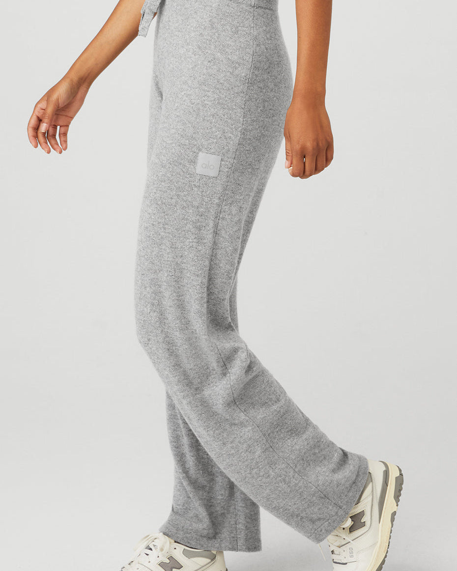 Cashmere High-Waist Jet Set Wide Leg Pant - Dove Grey Heather
