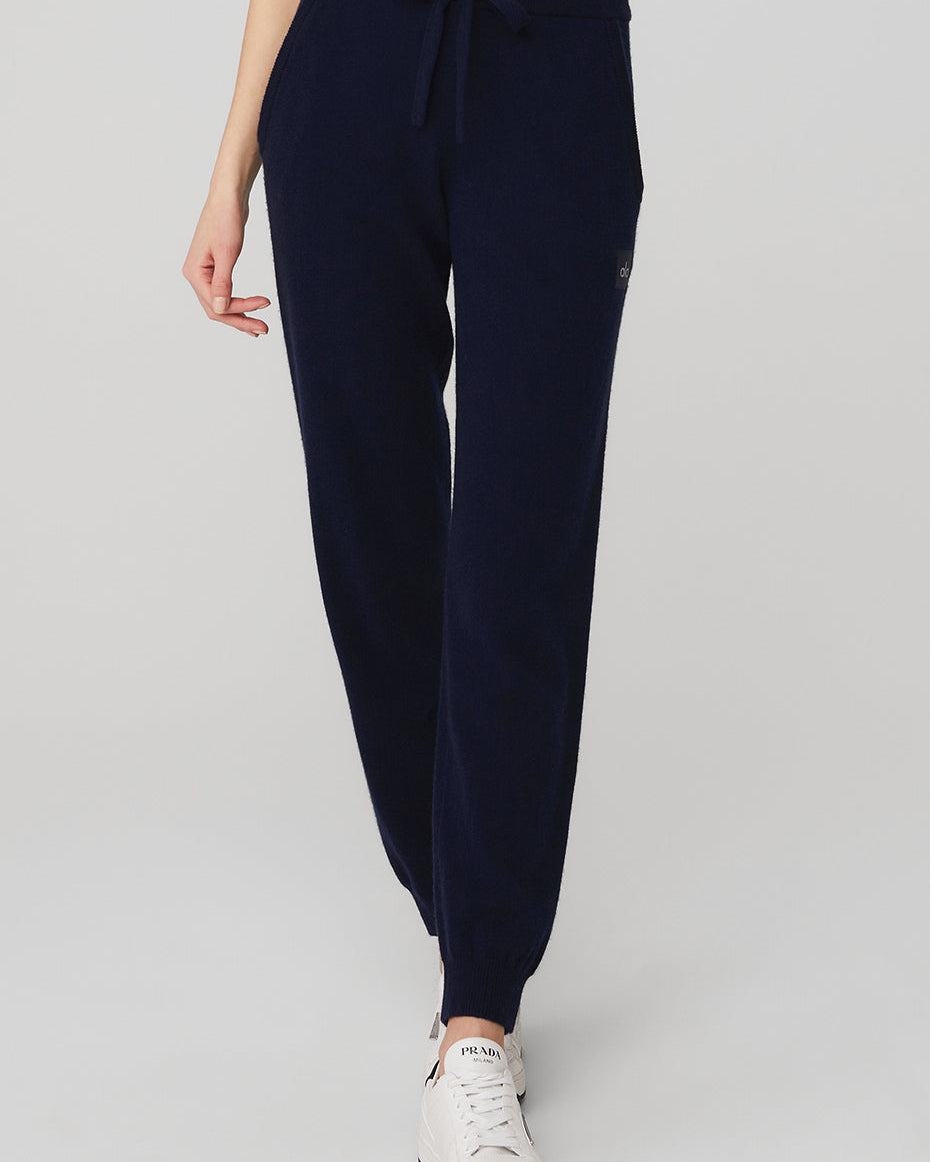 High-Waist Cashmere Jet Set Pant - Navy