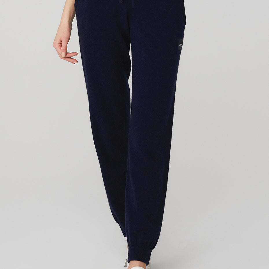 High-Waist Cashmere Jet Set Pant - Navy
