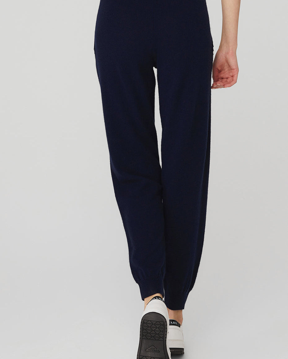 High-Waist Cashmere Jet Set Pant - Navy
