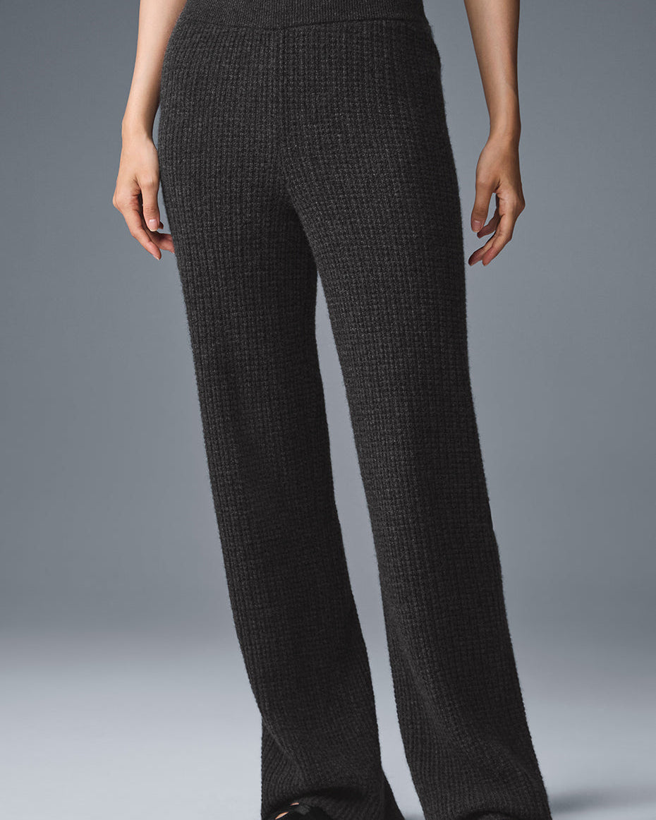 Cashmere High-Waist Plush Waffle Pant - Dark Heather Grey