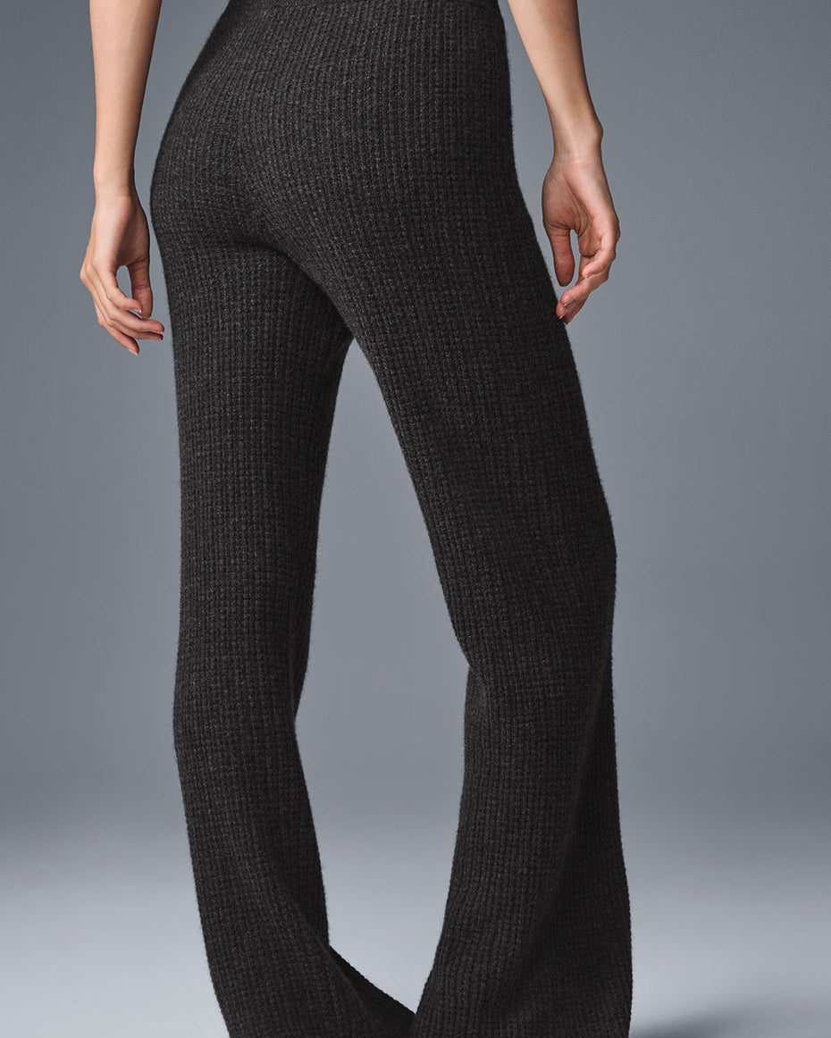 Cashmere High-Waist Plush Waffle Pant - Dark Heather Grey