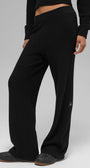 Cashmere High-Waist Plush Waffle Pant - Black