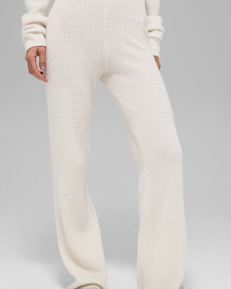 Cashmere High-Waist Plush Waffle Pant - Ivory