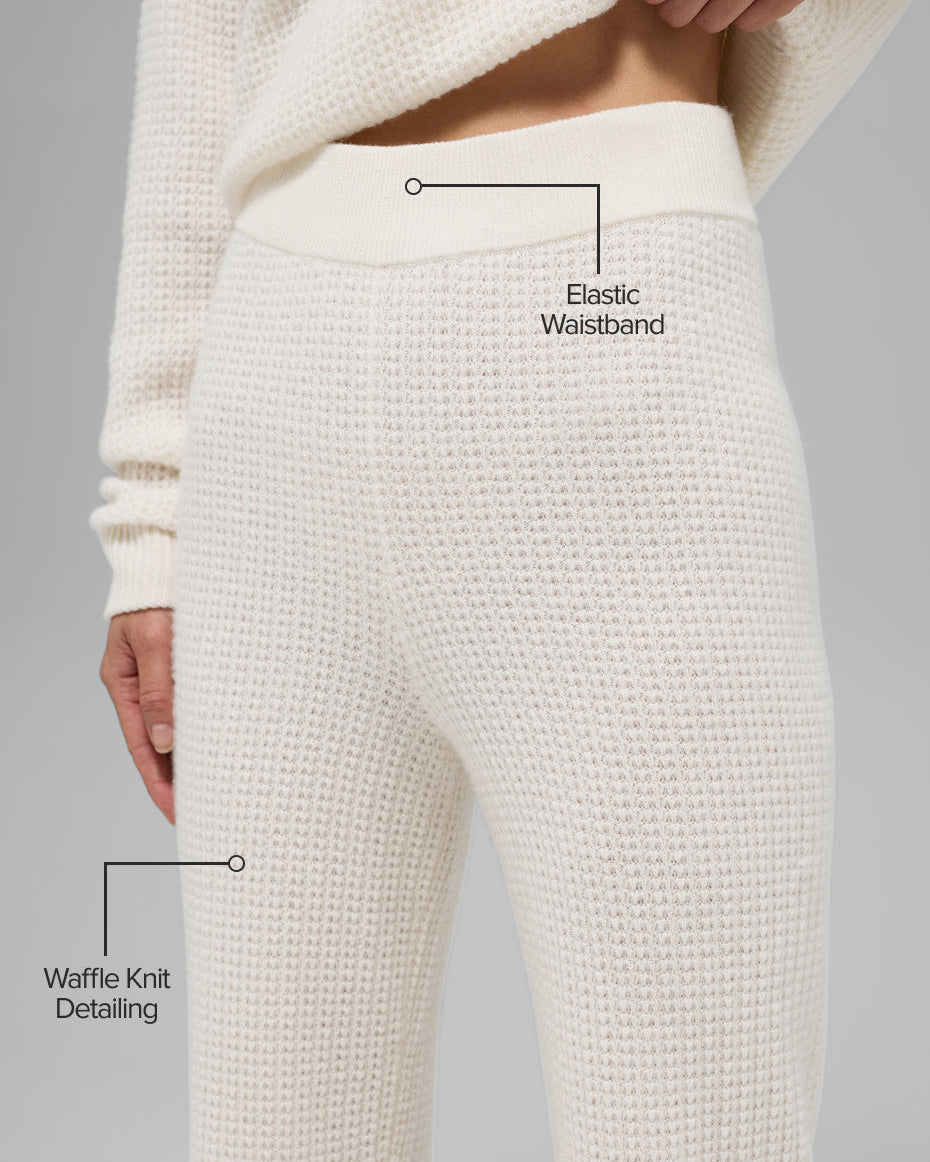 Cashmere High-Waist Plush Waffle Pant - Ivory
