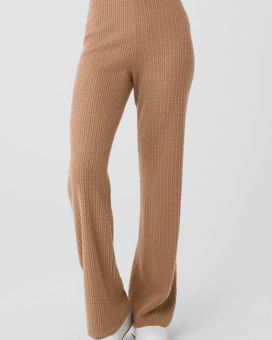 Cashmere High-Waist Plush Waffle Pant - Toasted Almond