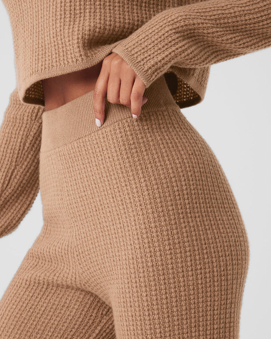 Cashmere High-Waist Plush Waffle Pant - Toasted Almond