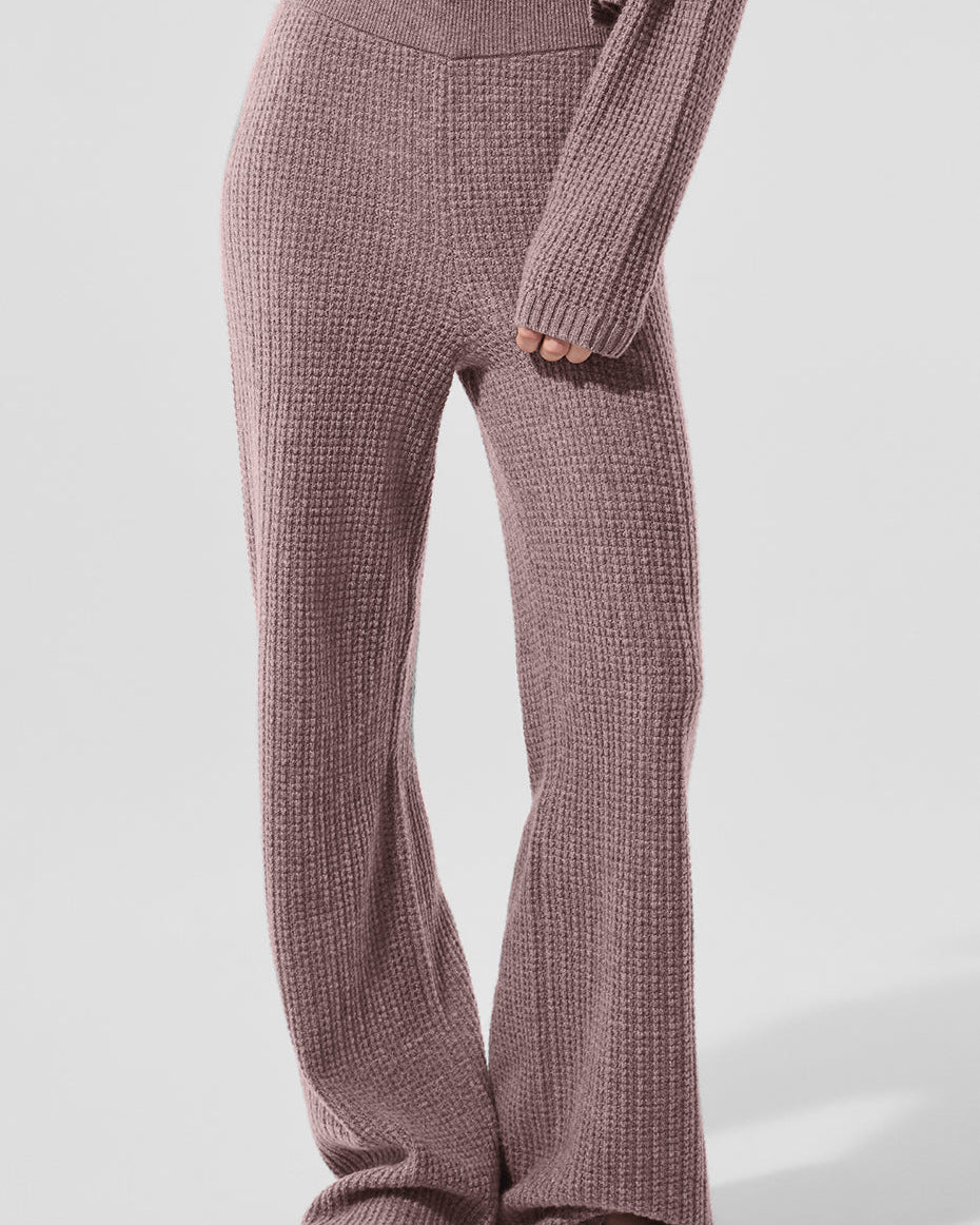 Cashmere High-Waist Plush Waffle Pant - Mushroom Heather