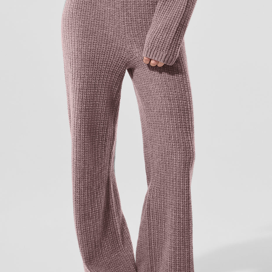 Cashmere High-Waist Plush Waffle Pant - Mushroom Heather