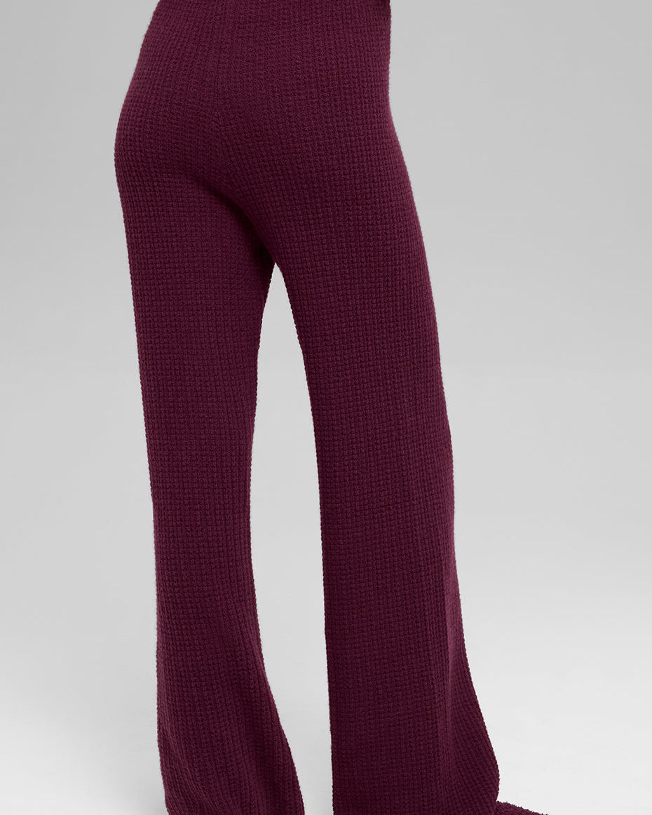 Cashmere High-Waist Plush Waffle Pant - Burgundy