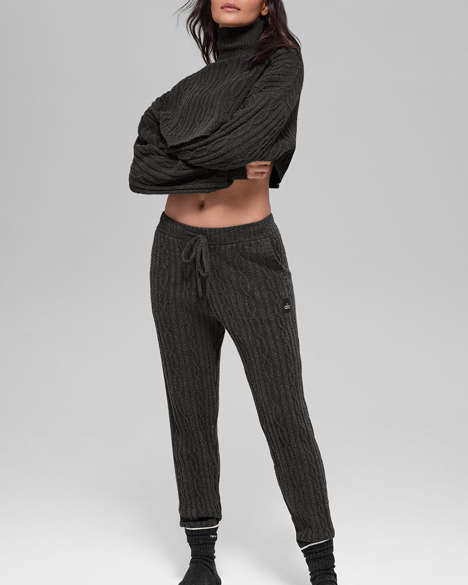 Cable Knit Winter Bliss Pant - Dark Heather Grey