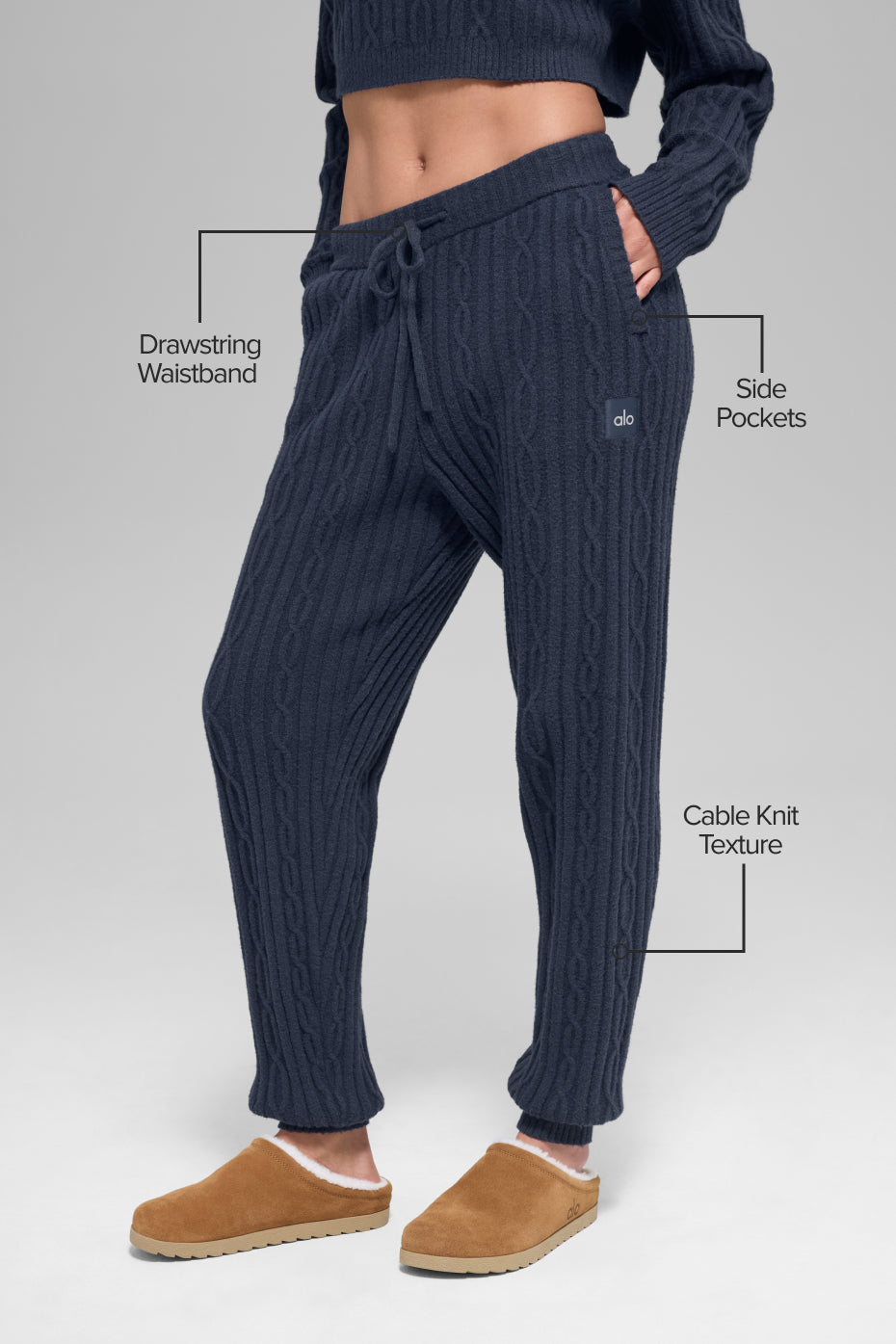 Cable Knit Winter Bliss Pant - Navy