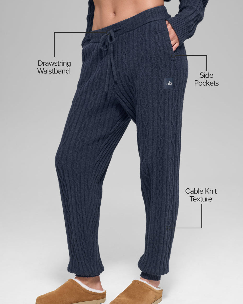 Cable Knit Winter Bliss Pant - Navy