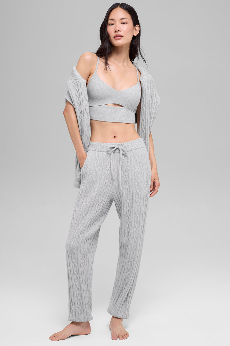 Cable Knit Winter Bliss Pant - Athletic Heather Grey