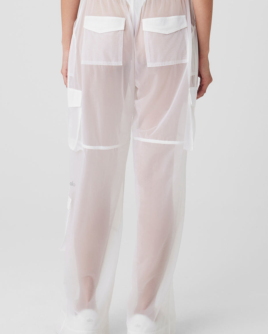 Sheer Effusion Cargo Wide Leg Trouser - White
