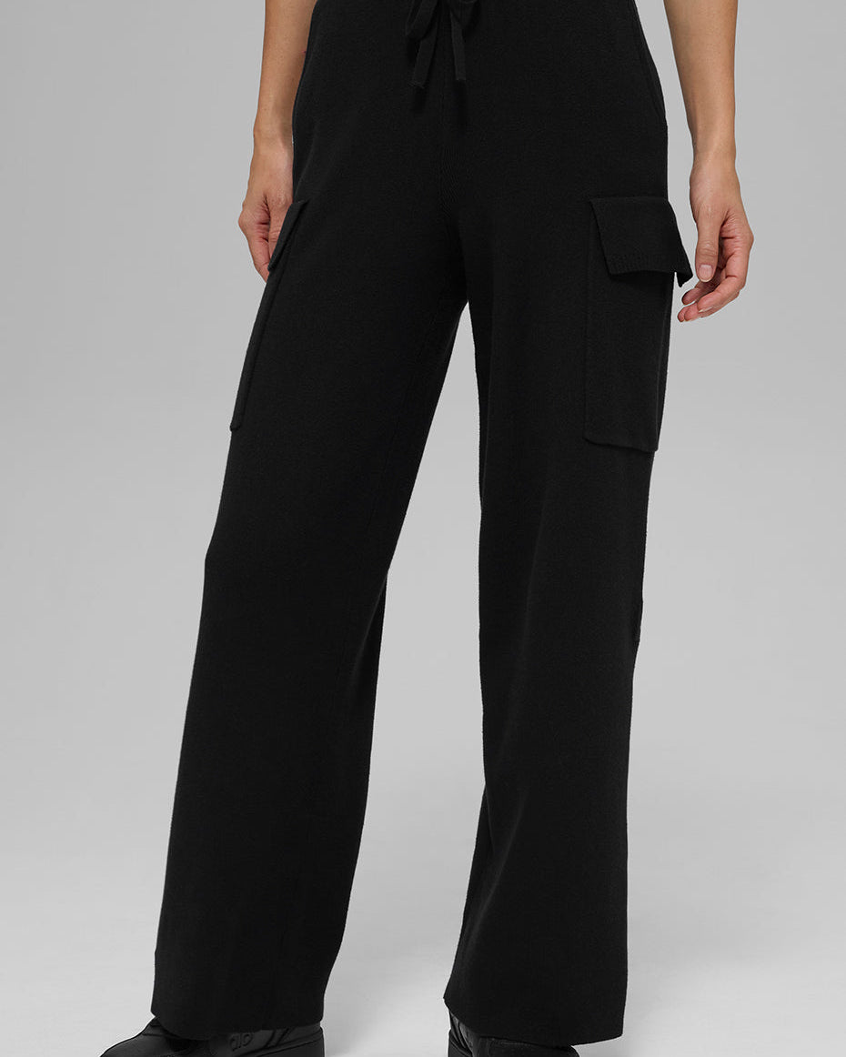 Scholar Knit High-Waist Cargo Pant - Black