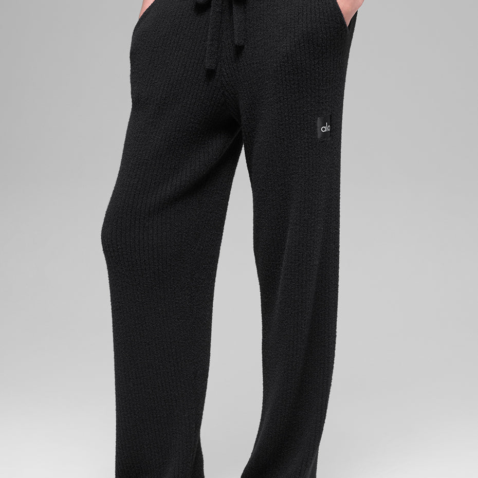 Snuggle Up Sweater High-Waist Wide Leg Pant - Black