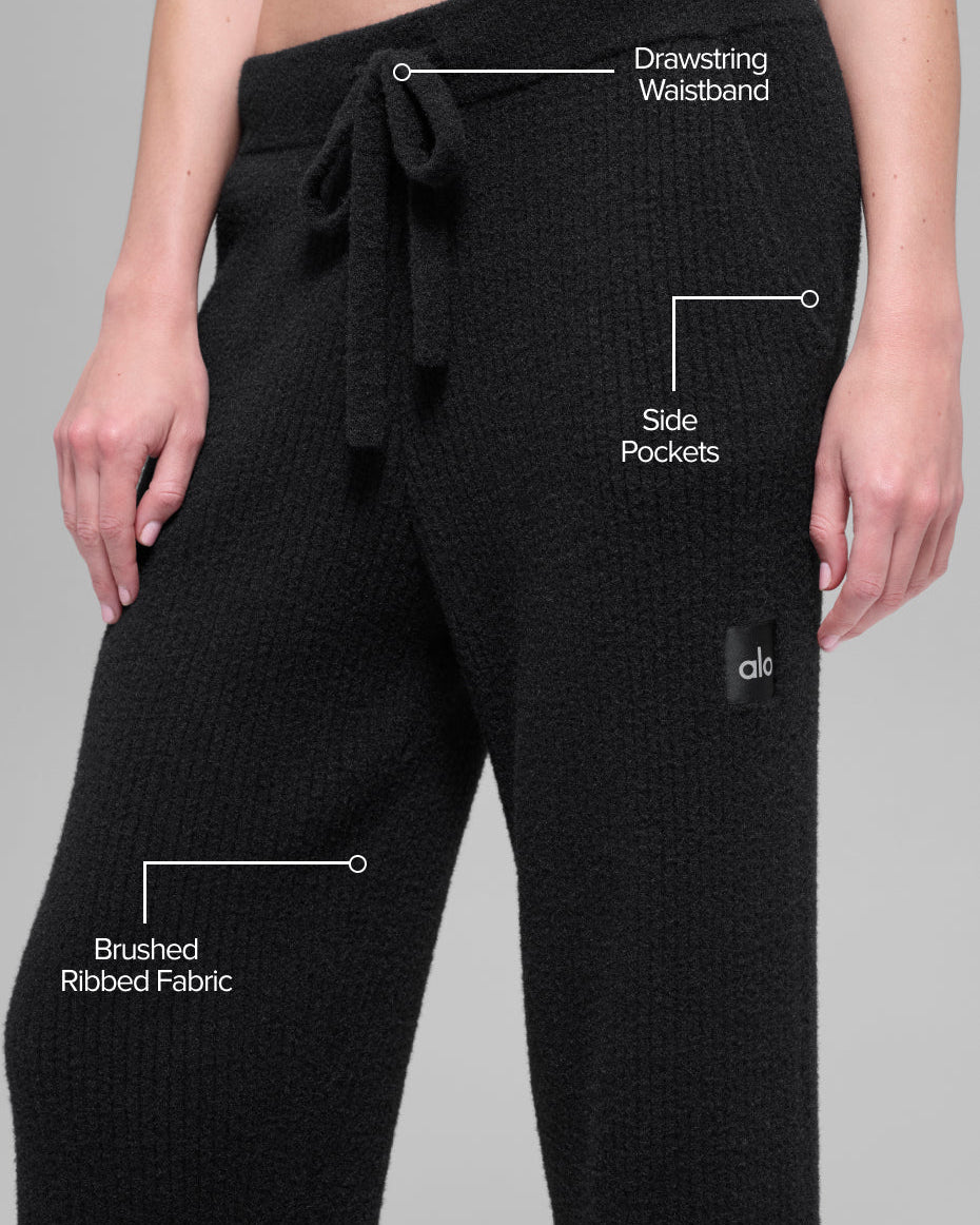 Snuggle Up Sweater High-Waist Wide Leg Pant - Black