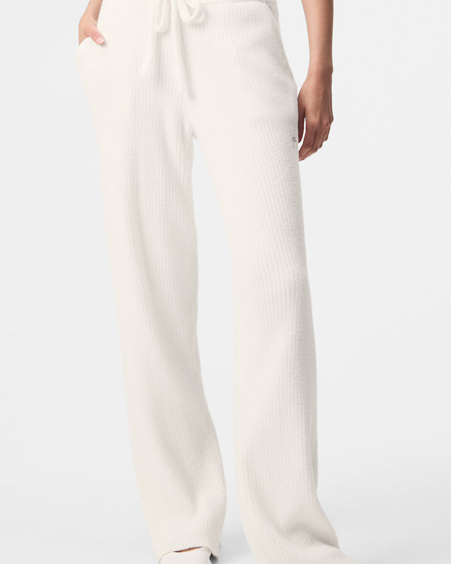 Snuggle Up Sweater High-Waist Wide Leg Pant - Ivory
