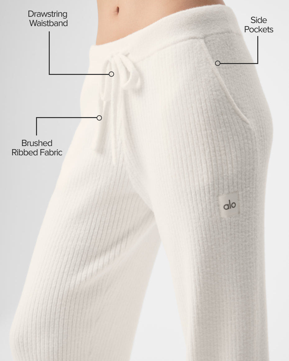 Snuggle Up Sweater High-Waist Wide Leg Pant - Ivory