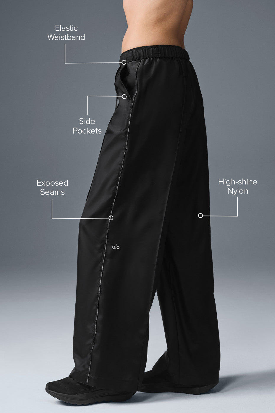 Afterglow Wide Leg Track Pant - Black