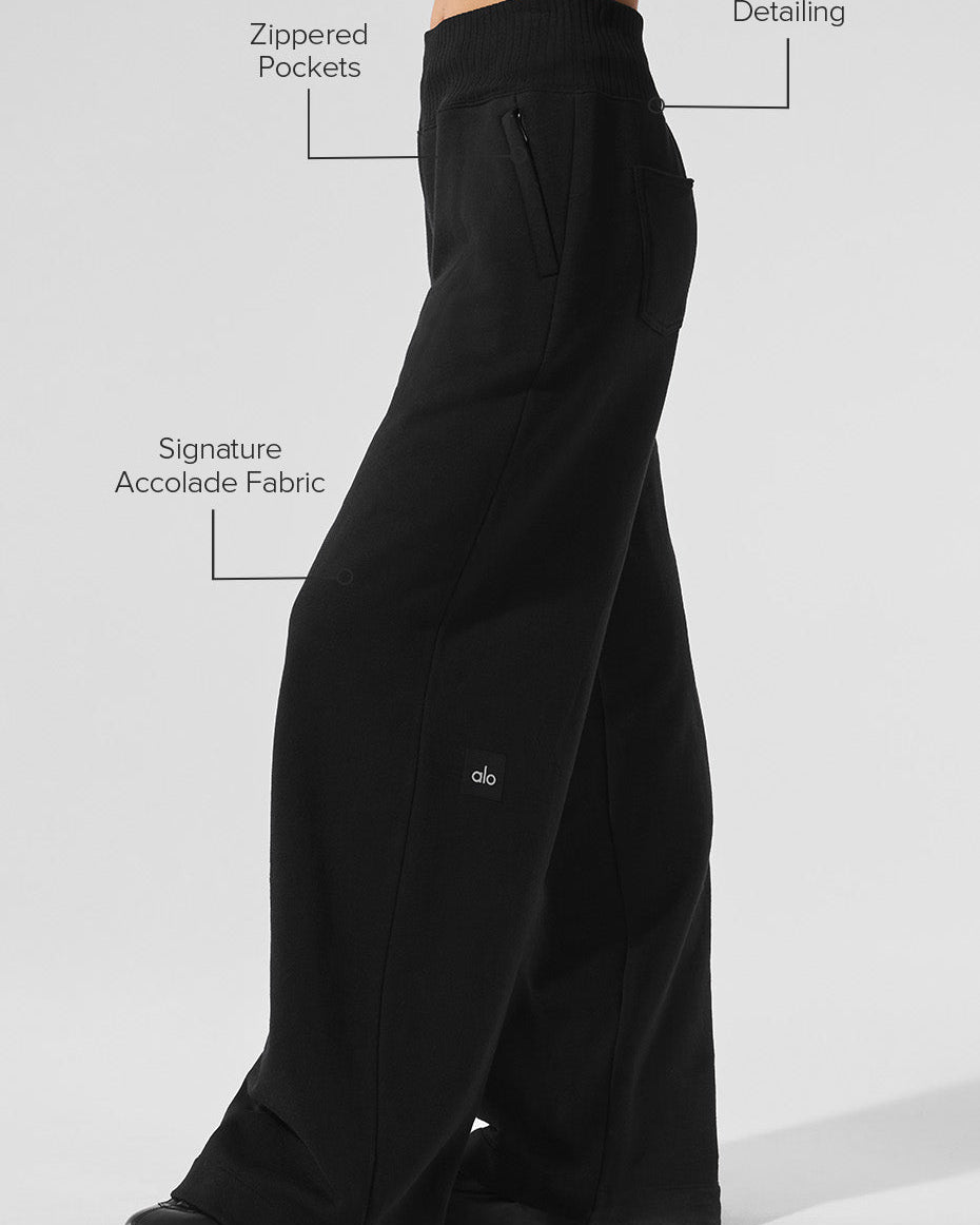 Serenity Wide Leg Sweatpant - Black