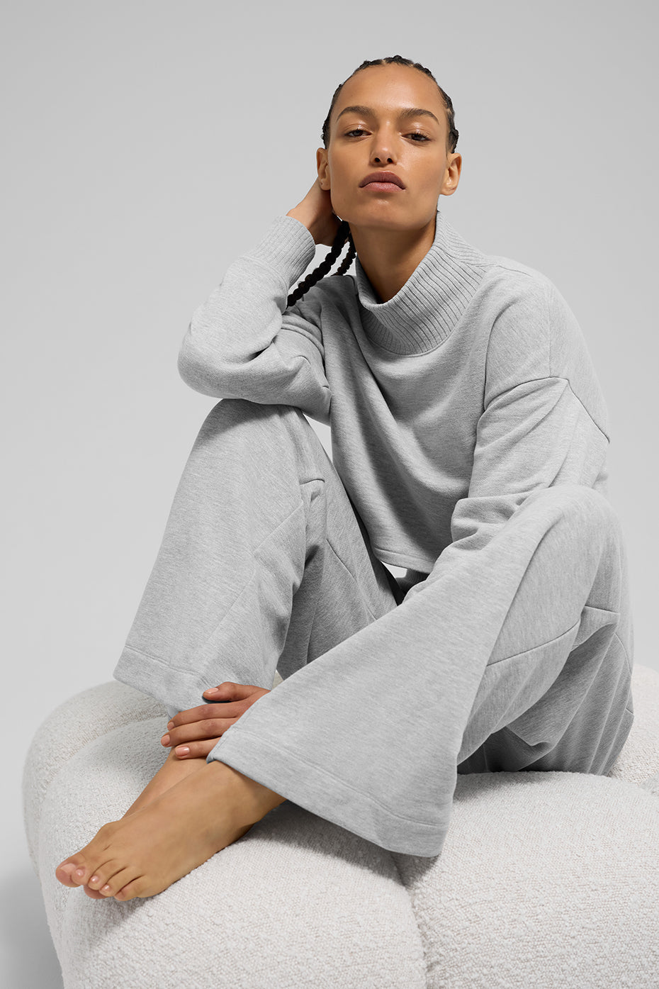 Serenity Wide Leg Sweatpant - Athletic Heather Grey