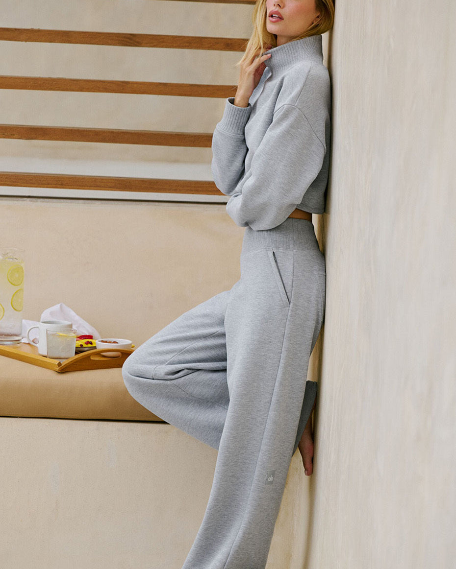 Serenity Wide Leg Sweatpant - Athletic Heather Grey