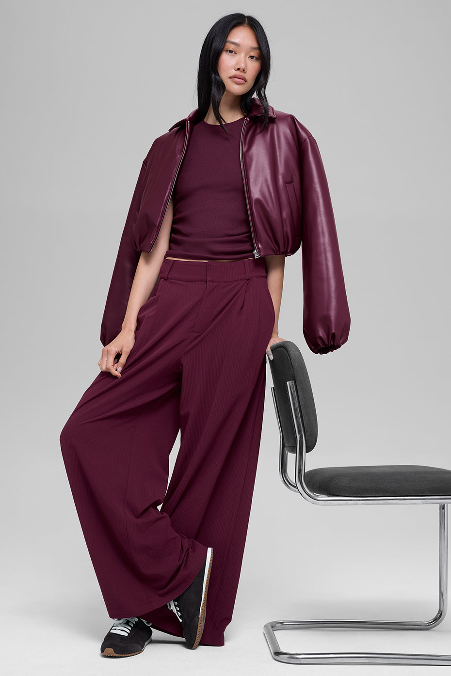 High-Waist Dreamscape Trouser (Regular) - Burgundy