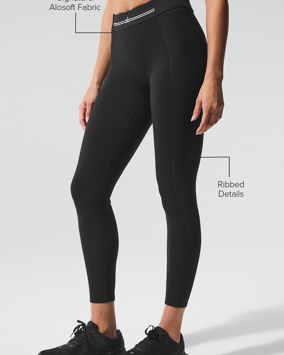Alosoft High-Waist 7/8 Relay Legging - Black/White
