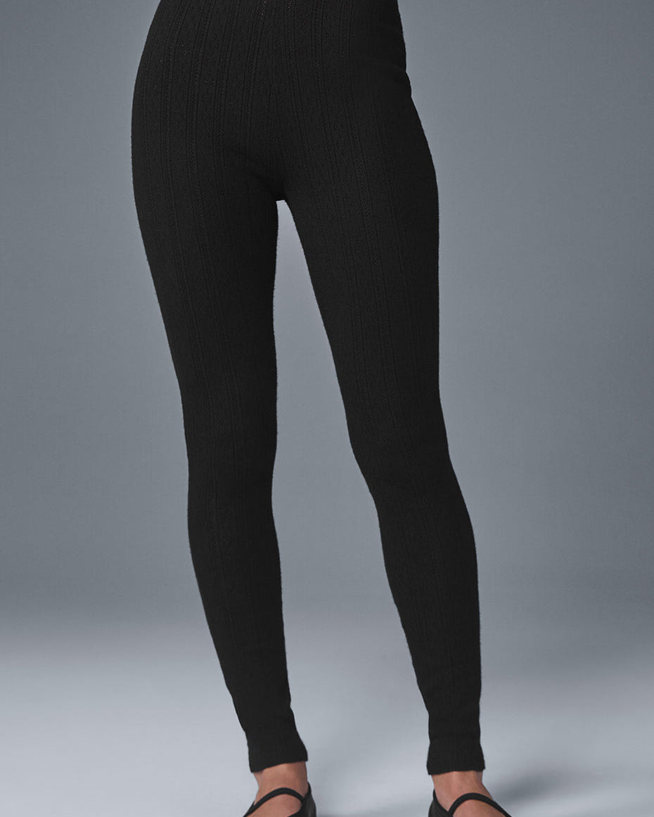 Pointelle Sweater High-Waist Be Mine Legging - Black