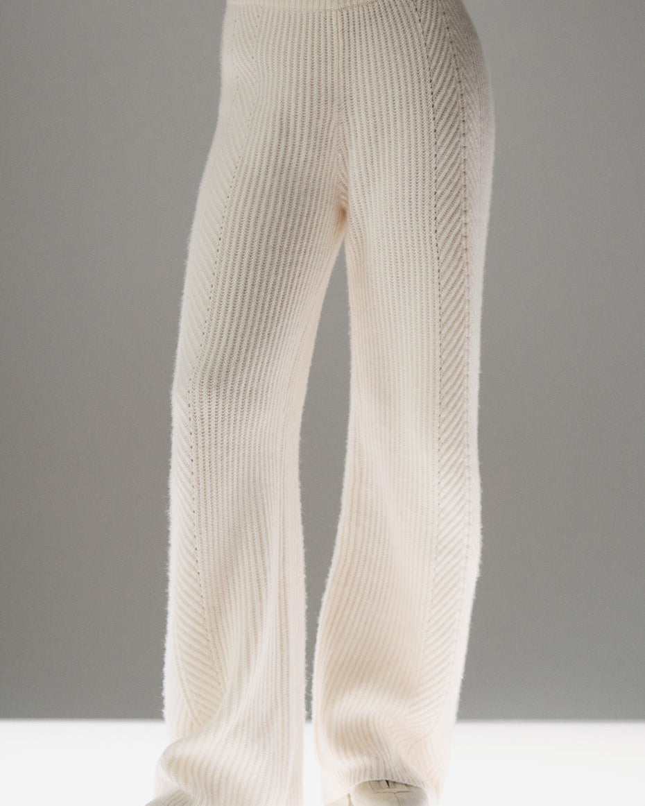 Winter Magic Cashmere Wide Leg Pant - Ivory
