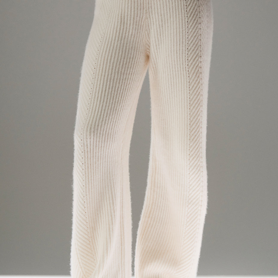Winter Magic Cashmere Wide Leg Pant - Ivory