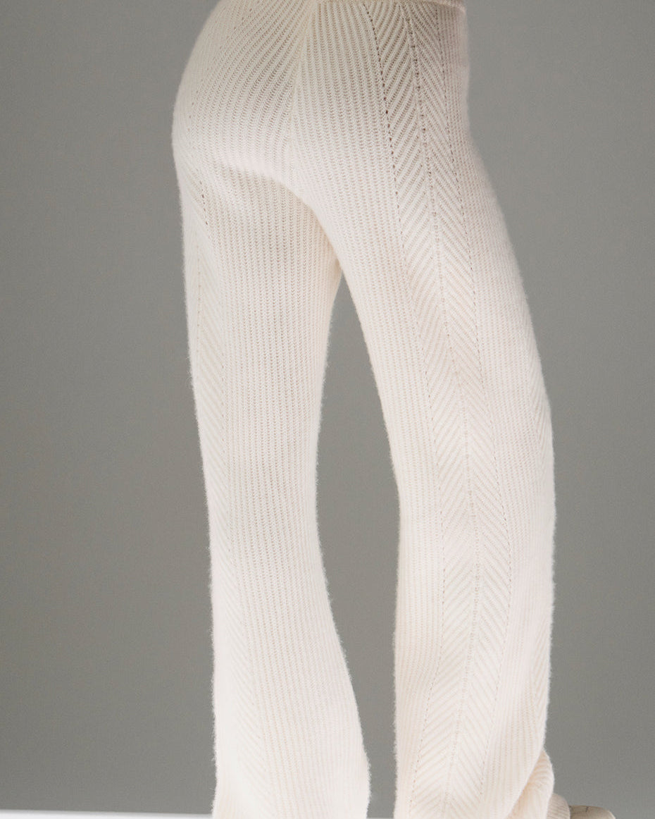 Winter Magic Cashmere Wide Leg Pant - Ivory