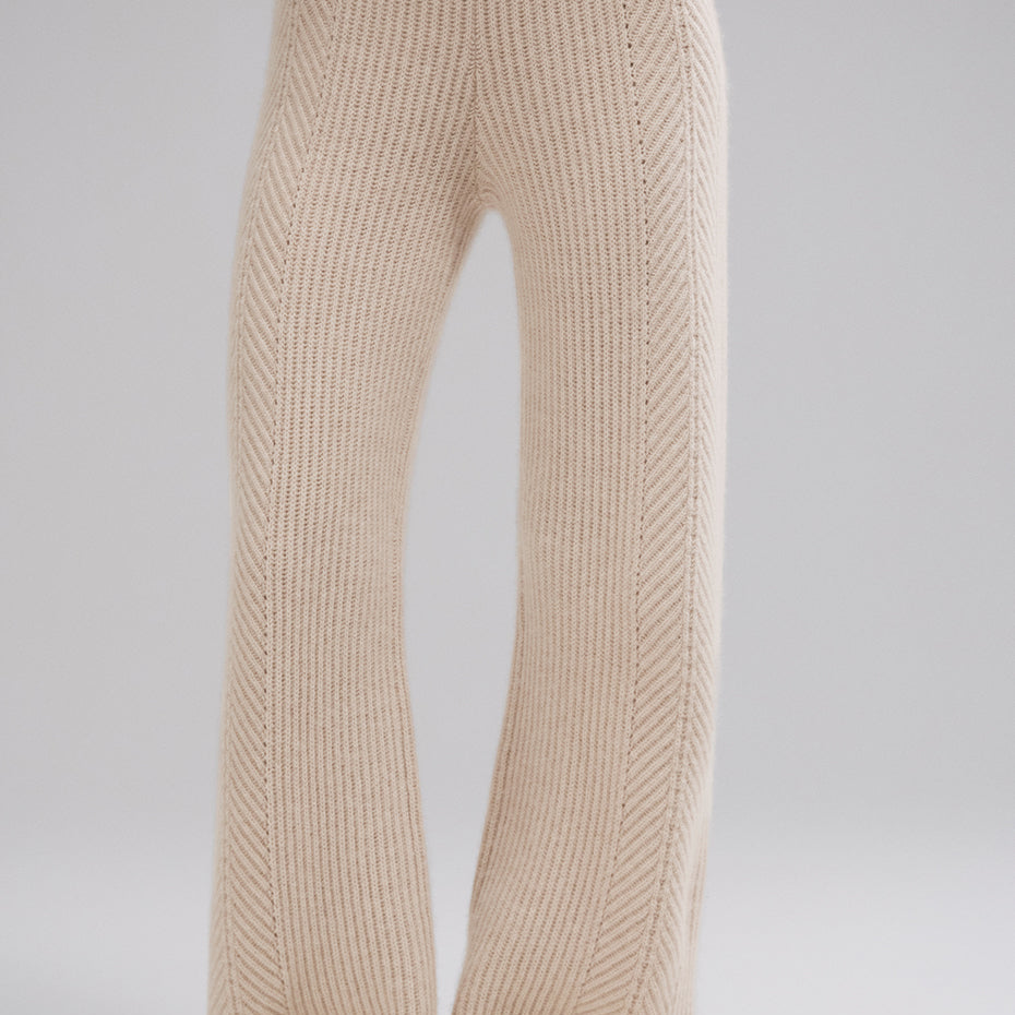 Winter Magic Cashmere Wide Leg Pant - Birch Heather