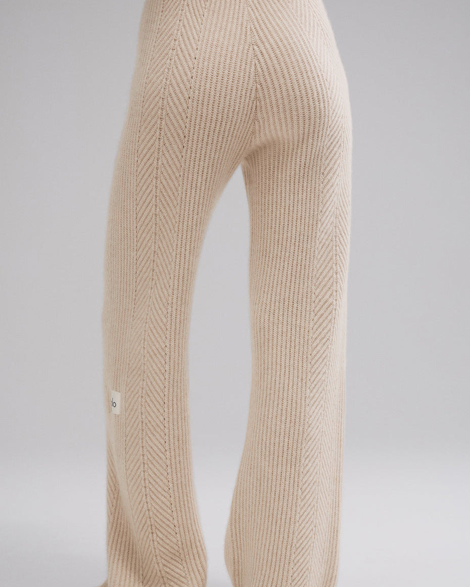Winter Magic Cashmere Wide Leg Pant - Birch Heather